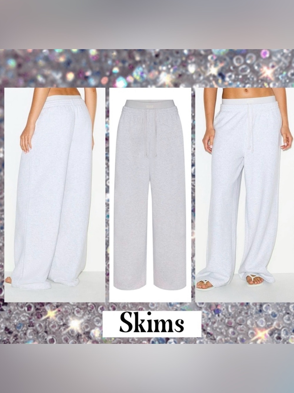 SKIMS Light Gray Exposed Boxer Wide-Leg Lounge Pants